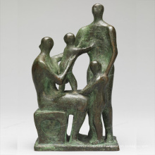 Custom abstract naked bronze father and mother with children statue family sculpture